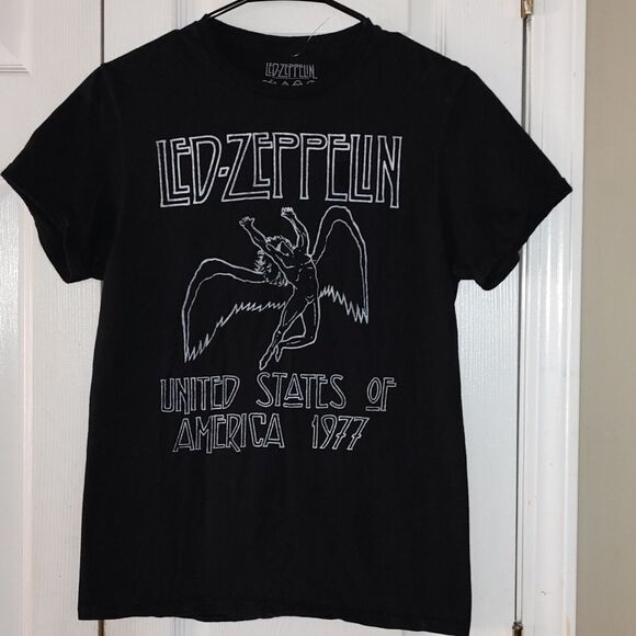 Led Zeppelin United State of America 1977 black tee tshirt Sz S - Picture 1 of 4